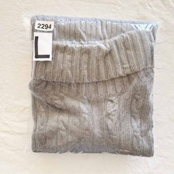 J Crew Angora & wool Cambridge Chunky Cable Knit Turtleneck Sweater Grey Large - Picture 7 of 9